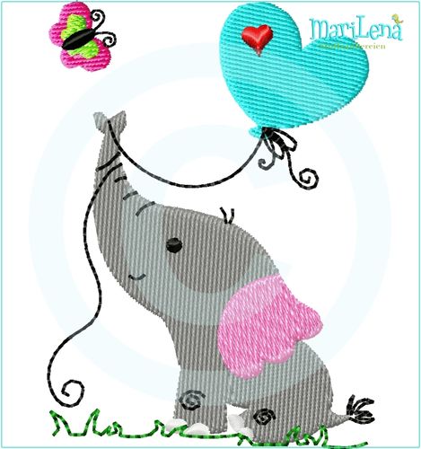 ♥ Elefantenbaby Balloon ♥ Füll 10x10