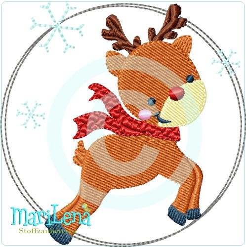 Reindeer 1 DoodleButton  Appliqué 4x4"