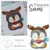 Pinguin Sam 3 Füllstich / Applikation / Redwork