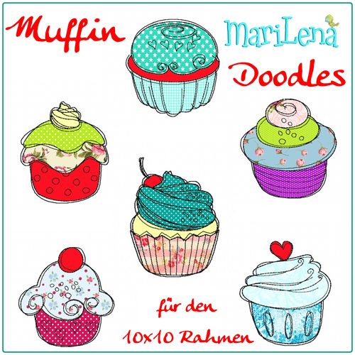 Set Muffin Doodles Appliqué 4x4"