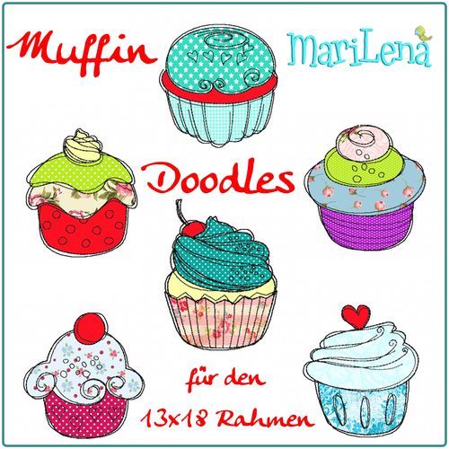 Set Muffin Doodles Appliqué 5x7"
