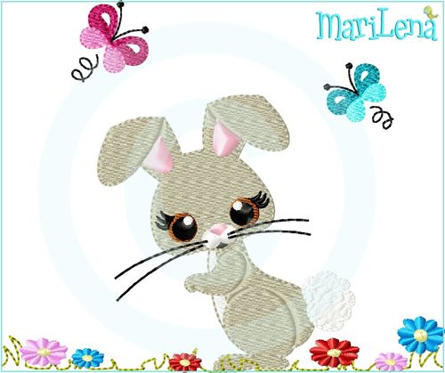 ♥ Bunny on meadow ♥ Filled 5x7"