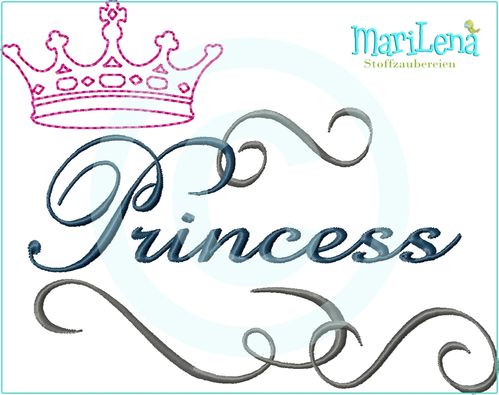 Schriftzug  ♥ Princess  ♥ Krone 13x18