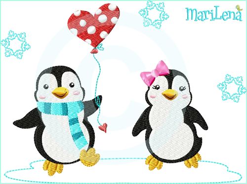 ♥ Penguin in Love ♥ Filled 5x7"