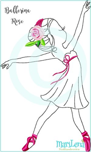 Ballerina Rosie Redwork Applikation