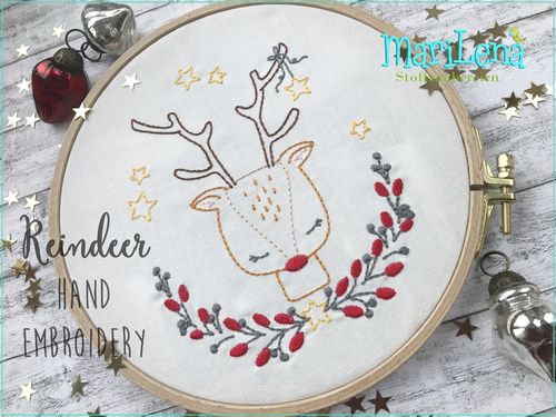 Hand embroidery pattern Reindeer