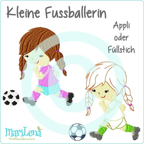 Kleine Fussballerin Füllstich / Applikation / Redwork