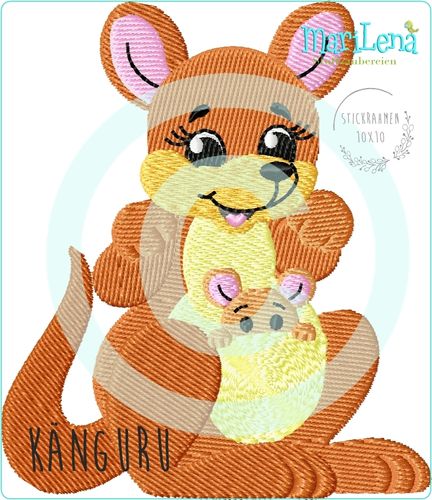 ♥ Mom&Me Kangaroo ♥ redwork, filled or appliqué design
