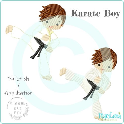Karate Boy  redwork, filled or appliqué design