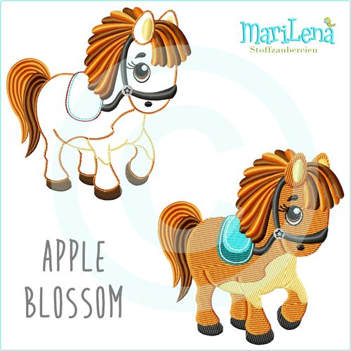 Pony Apple Blossom  Füllstich / Applikation / Redwork