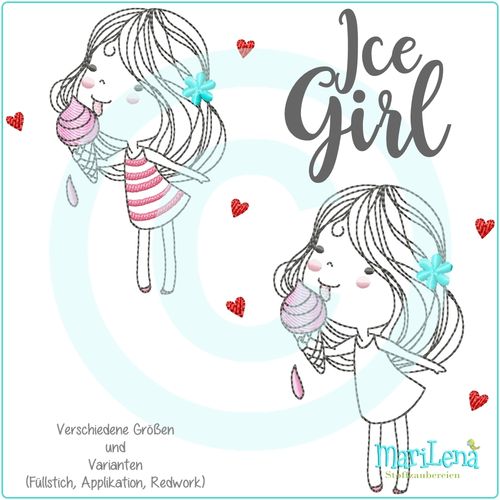 ♥ IceGirl  ♥  Füllstich / Applikation / Redwork