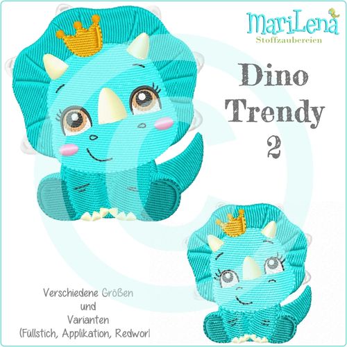 ♥ Dino Trendy 2   ♥  redwork, filled or appliqué design