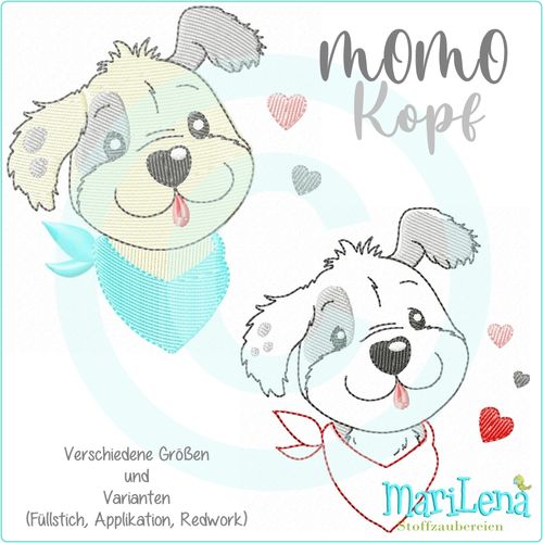 ♥ MOMO Kopf ♥  Füllstich / Applikation / Redwork