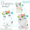 ♥ Hippo Trendy  ♥  Füllstich / Applikation / Redwork
